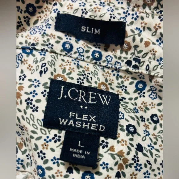 J. Crew slim flex casual shirt in white floral - Picture 1 of 5